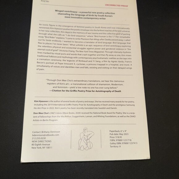 Phantom Pain Wings By Hyesoon, Kim Uncorrected Proof Paperback - Picture 4 of 10